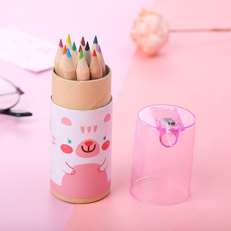 Cute Bear 12-Color Children's Coloring Pencils - Cartoon Stationery Gift Set