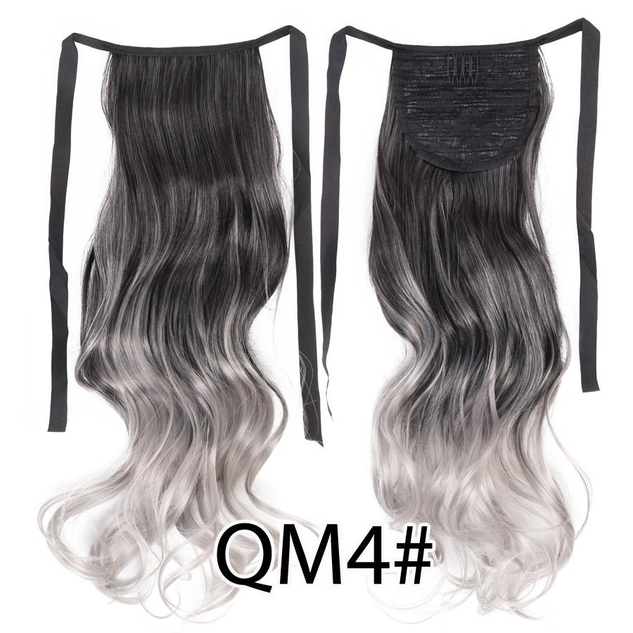 Colorful Ombre 2 Tone Cosplay Ponytail Hair Extension Body Wavy Fake One Piece Clip In Tie Up Pony Tail Dark Green/Green