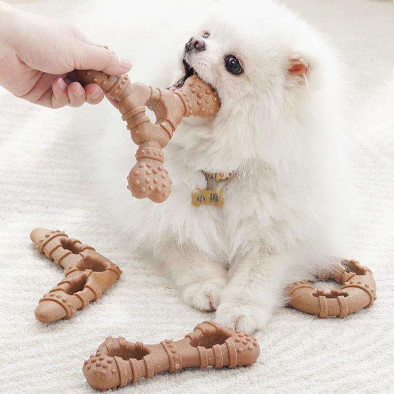 Durable Dog Chew Toy Non‑Toxic Wood Fiber Simulation Bone Puppy Teething Toy Boredom Relief Teeth Cleaning Pet Toys