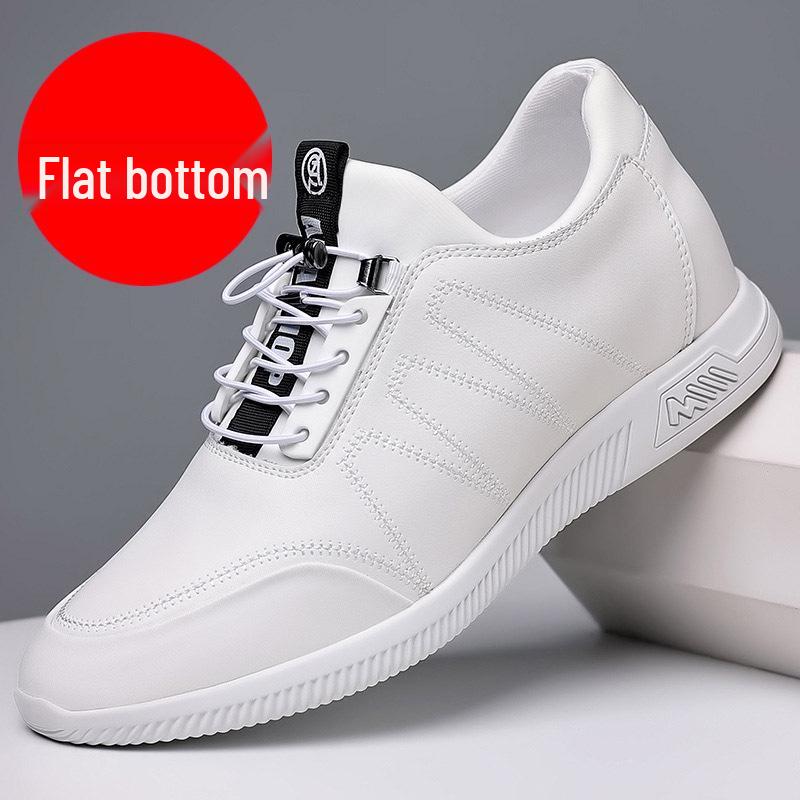 

Men s Korean Style Height-Increasing Leather Shoes - White Casual Business, 6CM & 8CM Options 42