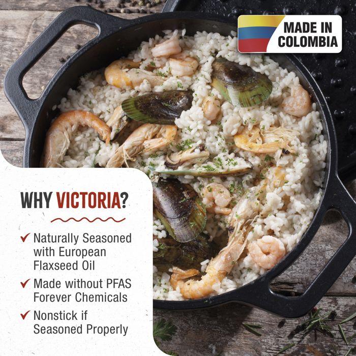 Cocotte Induction Fonte Assaisonnée 25 cm, Dutch Oven 3,8L, Sans PTFE et PFOA Victoria 32043 Noir