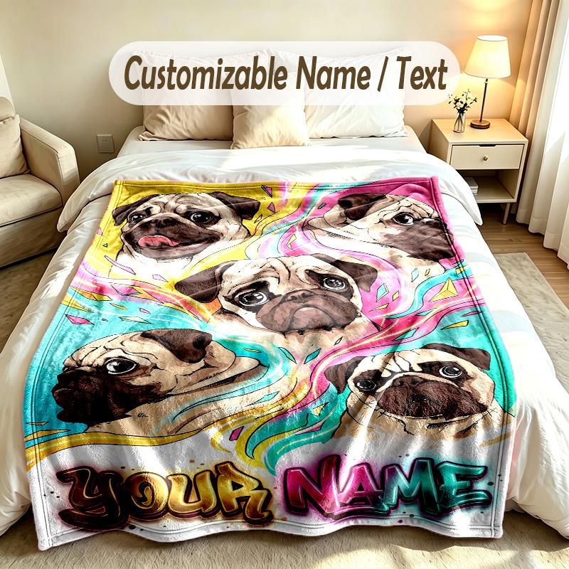 Decorative Artwork Theme Custom Blanket Personalized Name & Text Customized Soft Warm Throw Blanket Home Decor