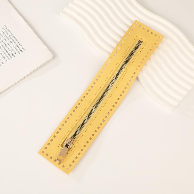 27 cm doppelseitige Leder-Reißverschluss-Utility-Handtasche Leder-Reißverschluss-Utility-Häkeltasche Beschläge Solider Reißverschluss Nähzubehör