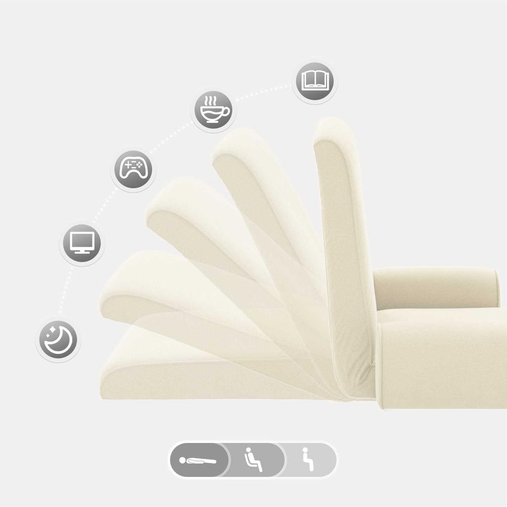 Adjustable Footstool Cream Coarse Velvet