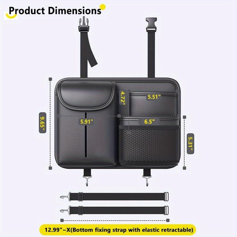 Car seat back storage bag large capacity with tissue box waterproof leather universal car back seat storage bag