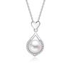 Korean Style Sterling Silver 925 Water Drop Heart Pearl Necklace - Light Luxury Gift for Girlfriend
