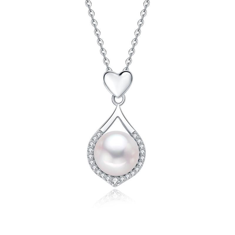 Korean Style Sterling Silver 925 Water Drop Heart Pearl Necklace - Light Luxury Gift for Girlfriend