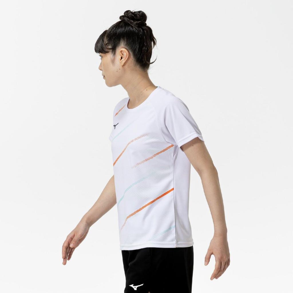 Short Sleeve Game Dynamotion Size 62JAC225 Women's Tennis/Badminton Shirt, Sweat-Wicking, Quick-Drying, Fit, White, XL,