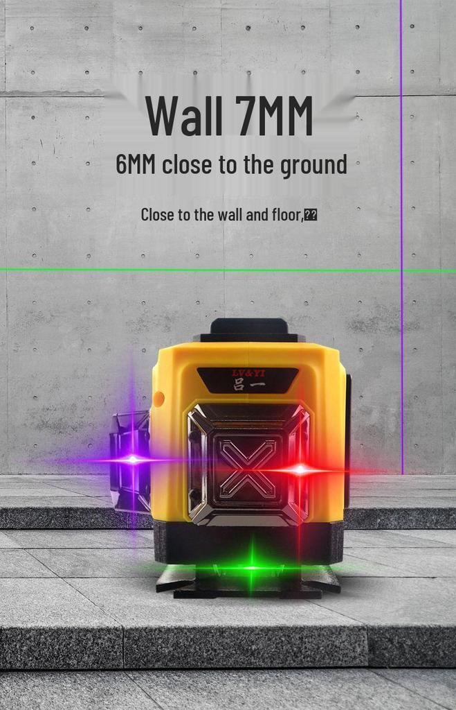 Lv Yi 12-Line Digital Laser Level with High-Precision Purple, Green, Red Light for Outdoor and Indoor Use