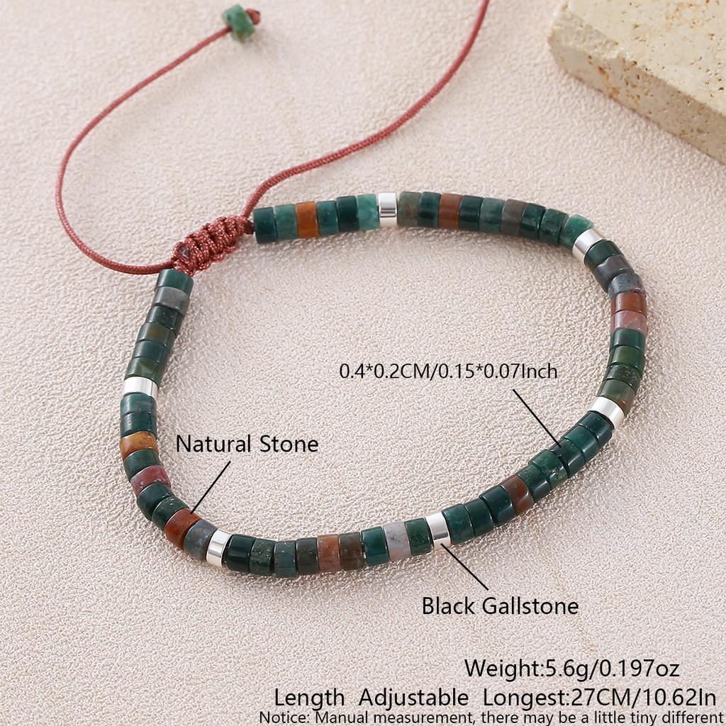 Geometric Turquoise Beaded Bracelet With Adjustable Woven Cord For Casual Wear