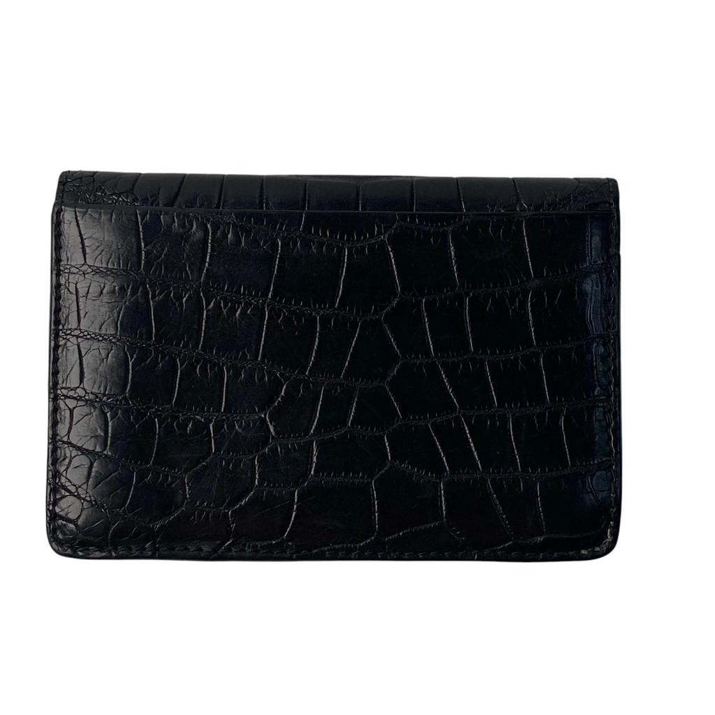 Gebrauchtes BOTTEGAVENETA Kartenetui schwarz Krokodil Herren