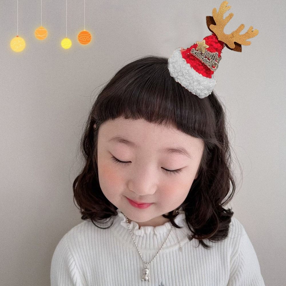 Plush Letter Headwear Elk Korean Barrettes Women Hair Clips Duckbill Clips Christmas Hairpins