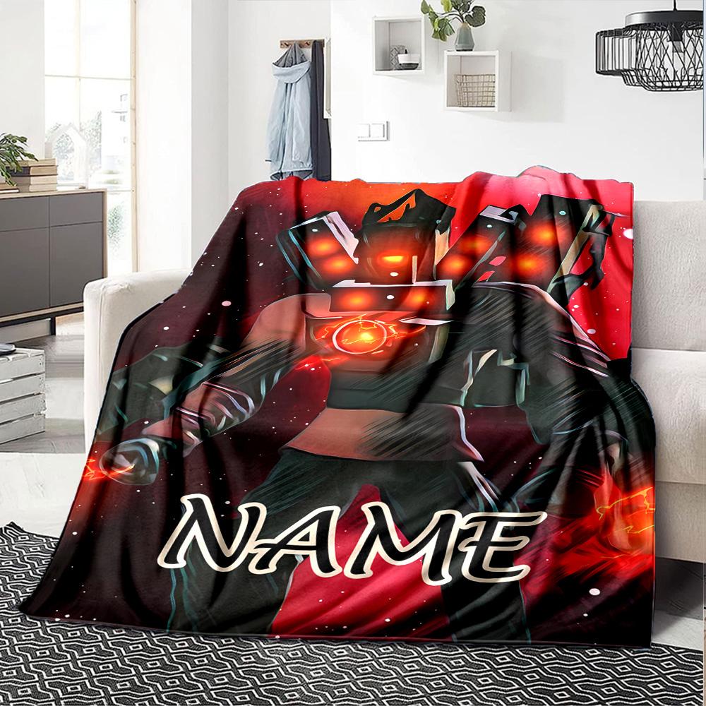 Customizable Skibidi Toilet Multiverse1 Throw Blanket – Personalized Name, All-Season Cozy Snug Blanket, Machine Washable, Personalized Blanket