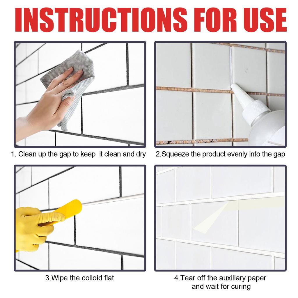 Water-Resistant Tile Grout Paint Grout Filler Tube Tile Gap Repair Waterproof White Agent for Bathroom Wall Tiles