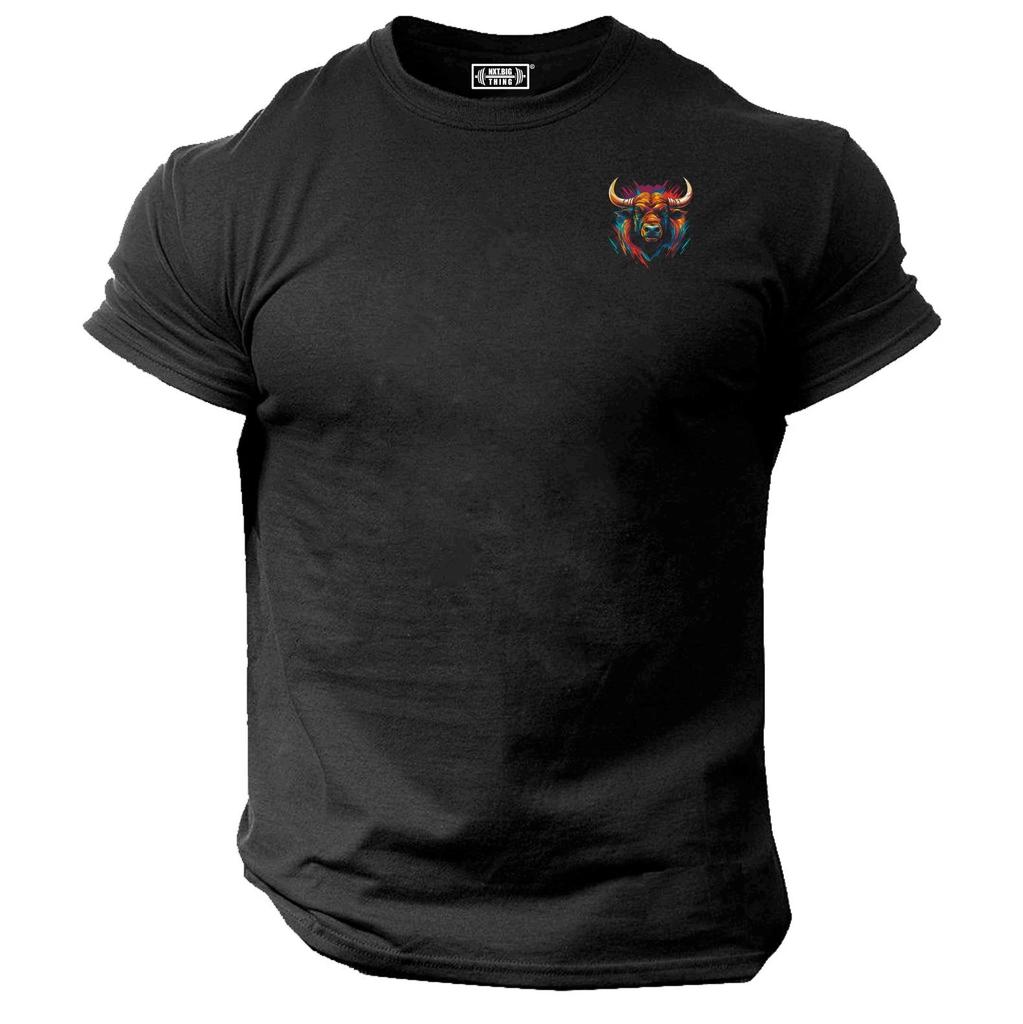 Stier T-Shirt Tasche Fitnesskleidung Bodybuilding Training Workout Übung MMA Top