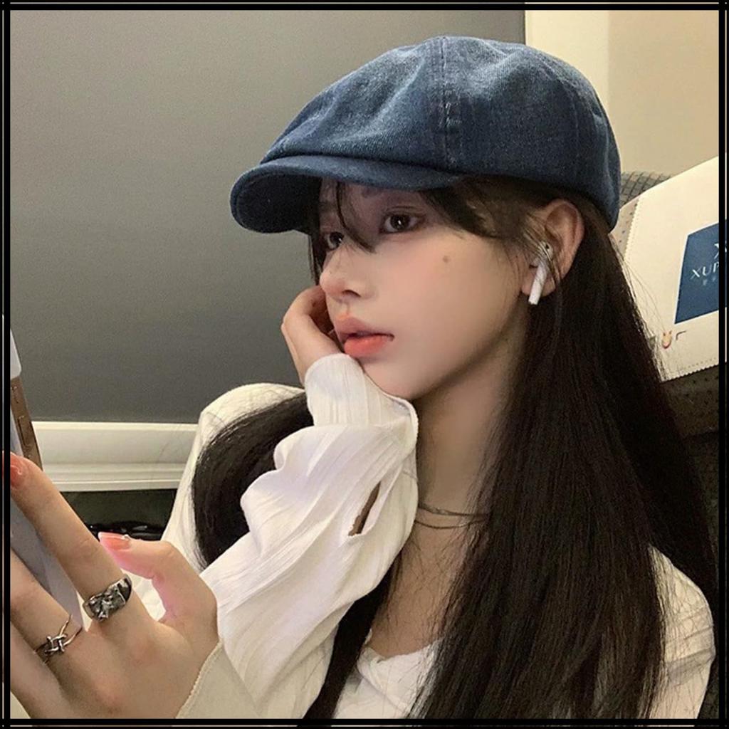 Casquette Stylish Hunting CZ629 [White Fang] Hat, Denim, Cap, Women's & Men's (Blue)