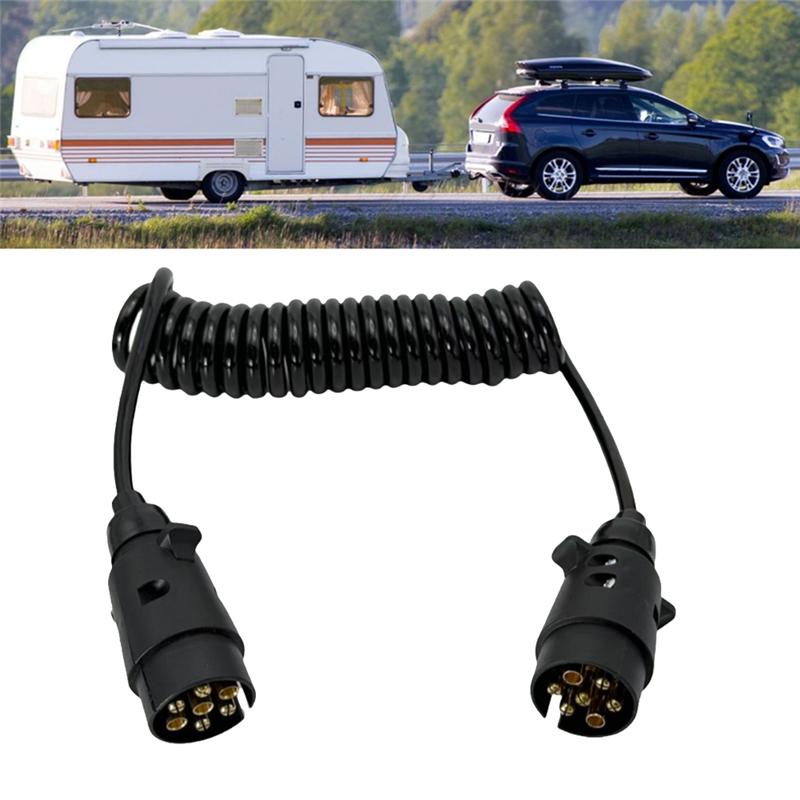 For European Commercial Vehicle Trailer 12V Spring Wire 2M 7-Core Towing Coiled Wiring For Car Trailers Camper Accessories