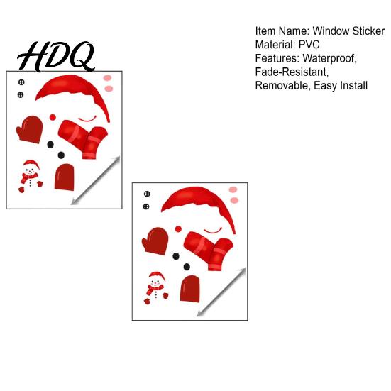 Indoor Outdoor Holiday Signage Christmas Static Window Clings Smiling Snowman Decals with Snowflake Home Atmosphere Props Patterns Waterproof