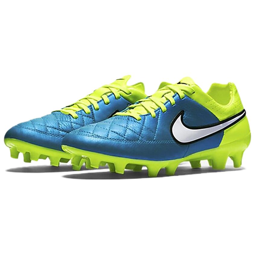 Nike Tiempo Legend V Round Toe Comfortable FG (Rubber Long Studs) Non-Slip Durable Soccer Shoes Unisex Soccer Shoes Blue 744951-401