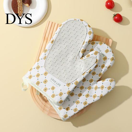 Kitchen Oven Mittens 1/2 Pcs Rough Palm Non-Slip Heat Resistant Protective Cooking Lightweight Anti-scalding Great Friction Cartoon Print Baking