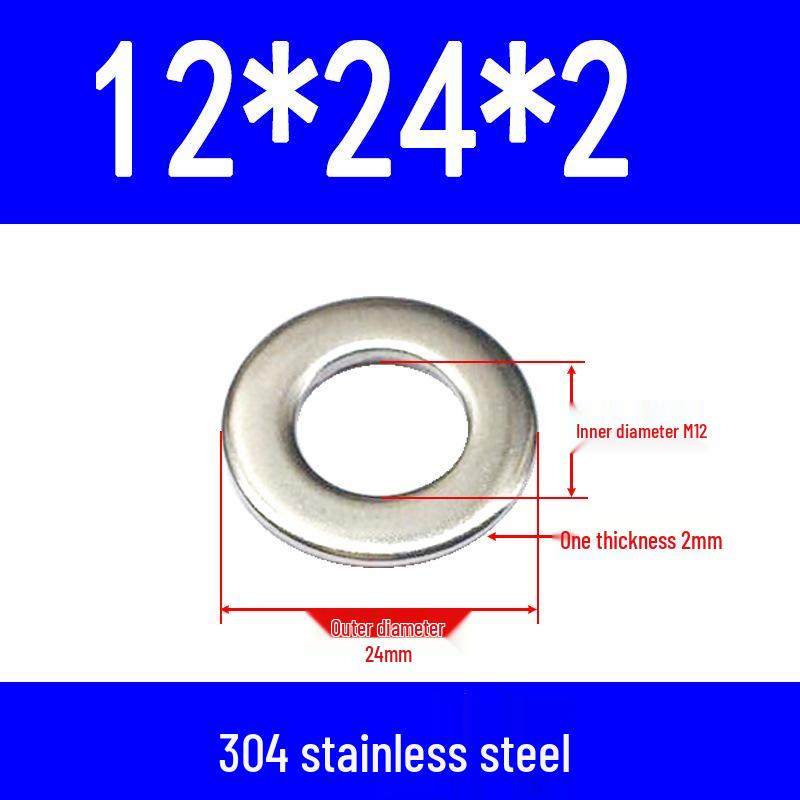 304 Stainless Steel Flat Gasket Washer, Metal Spacer for M2-M20.