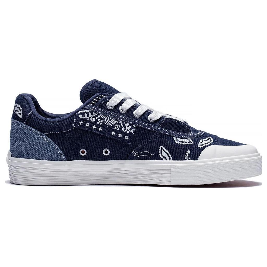 LiNing 50/50 Fabric Comfortable Versatile Non-Slip Wear-Resistant Low-Top Skate Shoes Men Sneakers Blue White AECT011-2