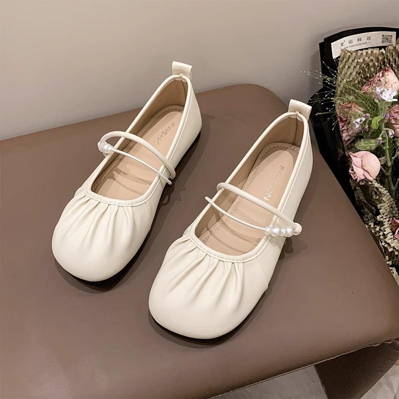 Flat-bottomed Mary Jane single shoes women's autumn gentle matching skirt shallow mouth soft-soled beanie shoes