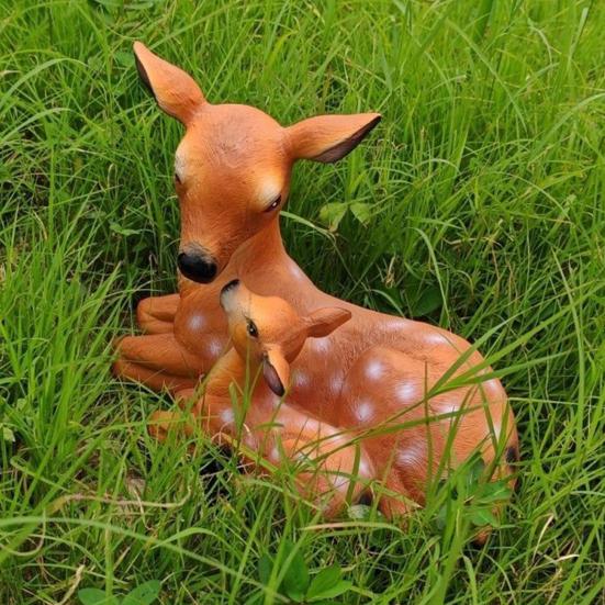 Garden Deer Statue Sika Deer Mother And Son Sculpture Weatherproof Outdoor Deer Statue for Lawn Backyard Patio Decor