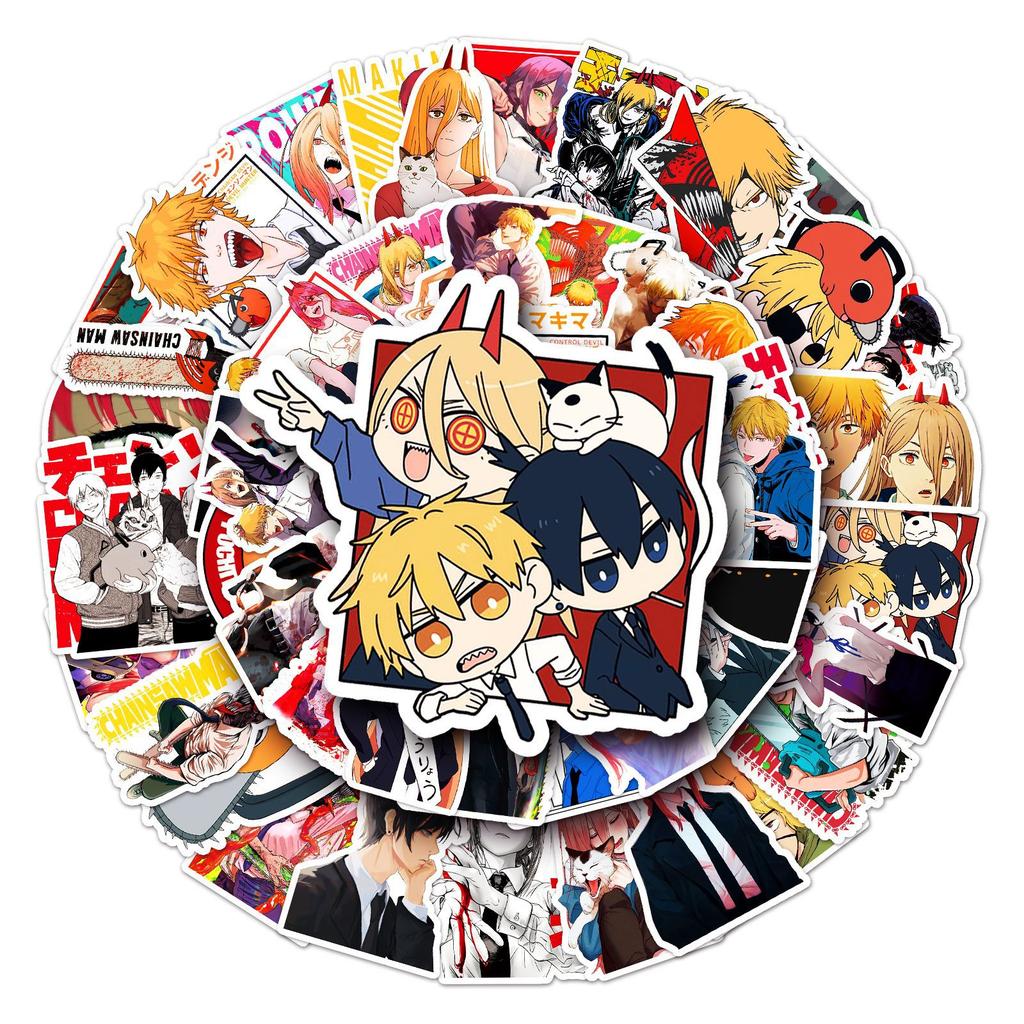 51Pcs Chainsaw Man Anime Stickers Pochita Denji Makima Cartoon Decals For Skateboard Motorcycle Laptop Waterproof Diy Sticker