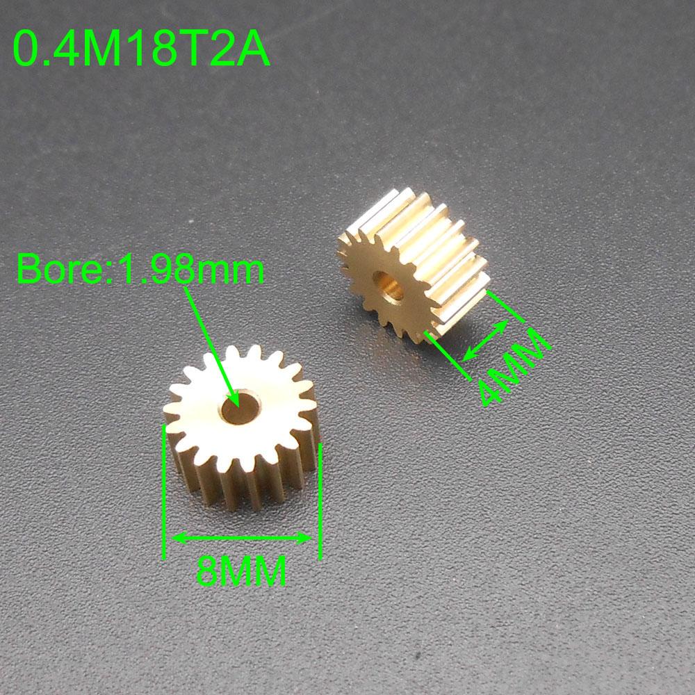 20Pcs/Lot 0.4M 0.4 Modulus 18T Brass Gear Spur Mechanical Small Pinion Bore Hole Aperture 2MM 1.98MM 2A 18 Teeth Height 4MM 182A