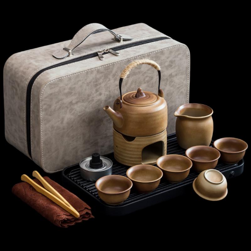 Wo Ding Coarse Pottery Kung Fu Travel Tea Set
