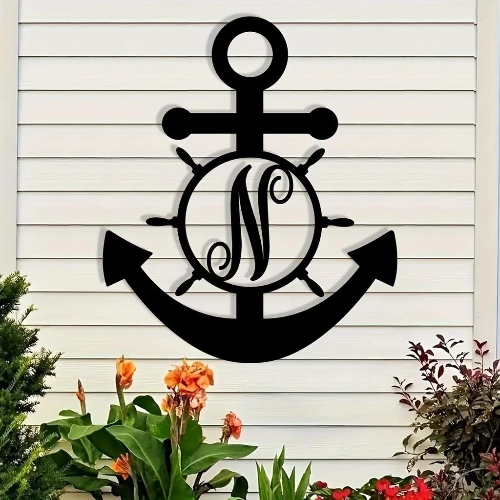 Custom Letter Anchor Metal Wall Art - Ευέλικτο, χωρίς ενέργεια, κομψή διακόσμηση για σπίτι και δώρα, τέλειο εσωτερικό και εξωτερικό