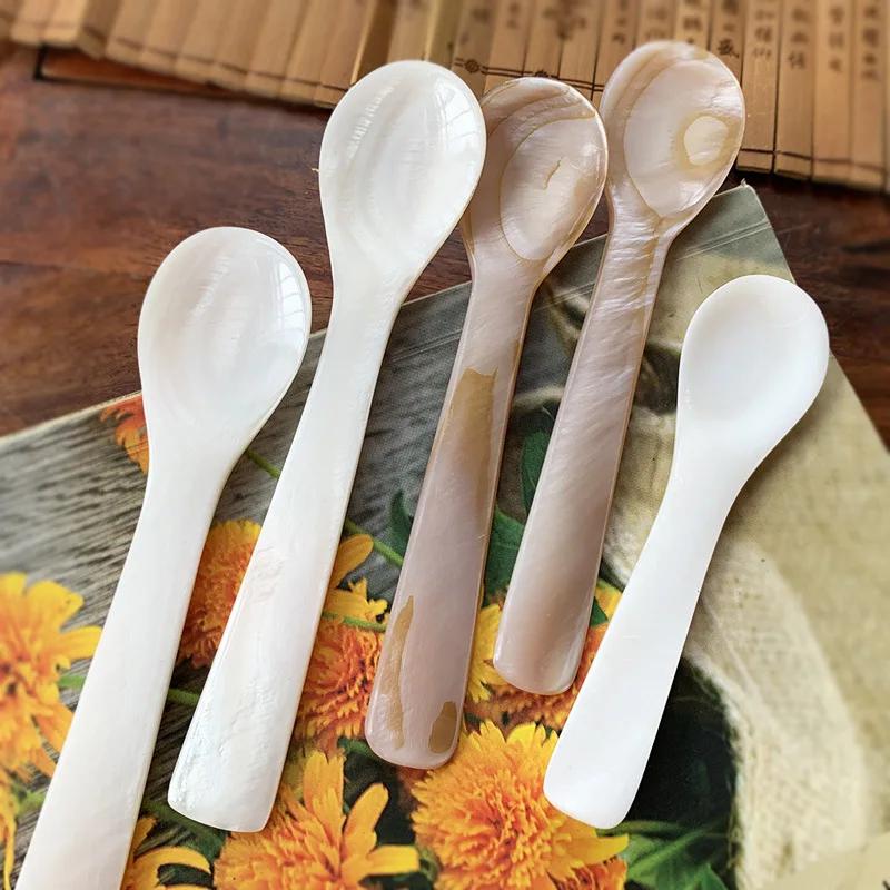 9-13CM Natürliche Perlmutt Muschel Kaviar Löffel Natürliche Muschel Löffel für Kaffee Dessert Handgefertigt Natürliche Muschel Eis Löffel