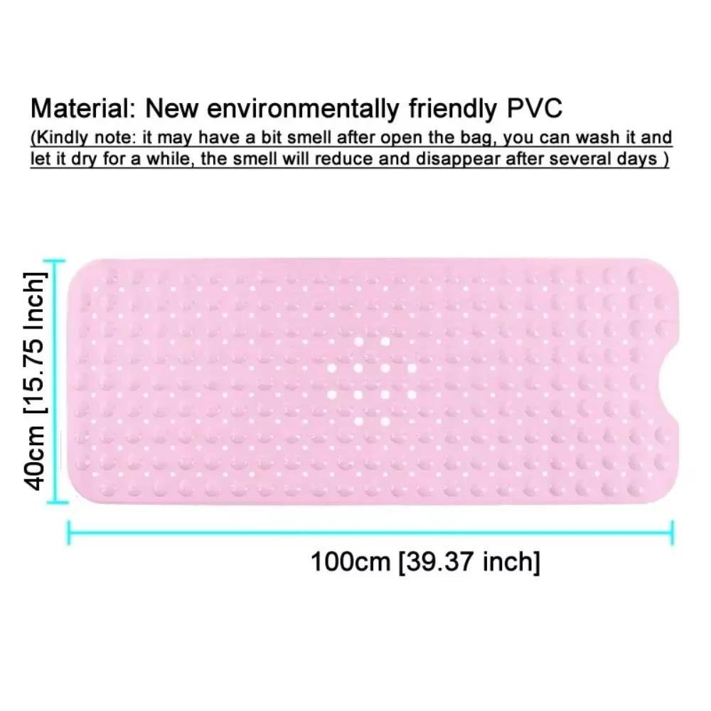 Soft 100x40cm PVC Bathroom Mat - Exquisite Anti-Slip Bathtub Mat with Suction Cups, Non-Slip Shower Floor Pad Simple Bath Mat