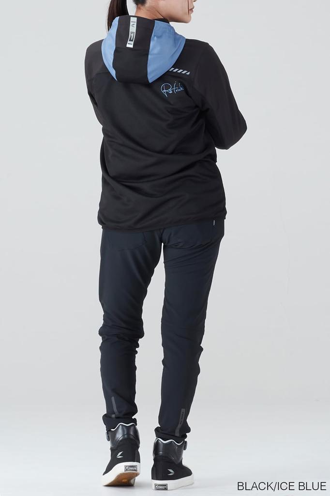 RS TAICHI Women's Air Flip Hoodie, Breathable Mesh Riding Jacket for Spring/Summer, with Built-in CE Protectors and a Fixed Hood, RSJ334 BLACK/GRAY