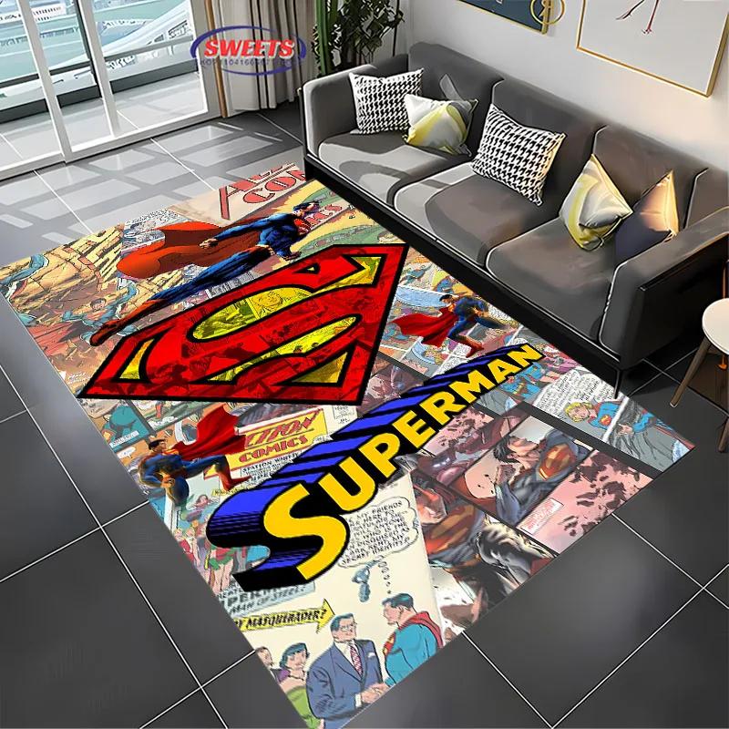 Superman Carpet, Bedroom Floor Mat, Living Room Sofa Bed Mat, Non-slip Exquisite Home Decor, Durable Machine Washable Rug