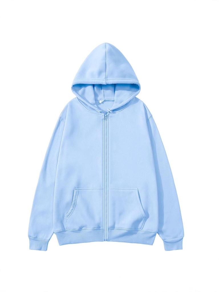 Unisex Zipper Hoodie - Velvet-Lined, Thick, Fashionable, for Autumn/Winter