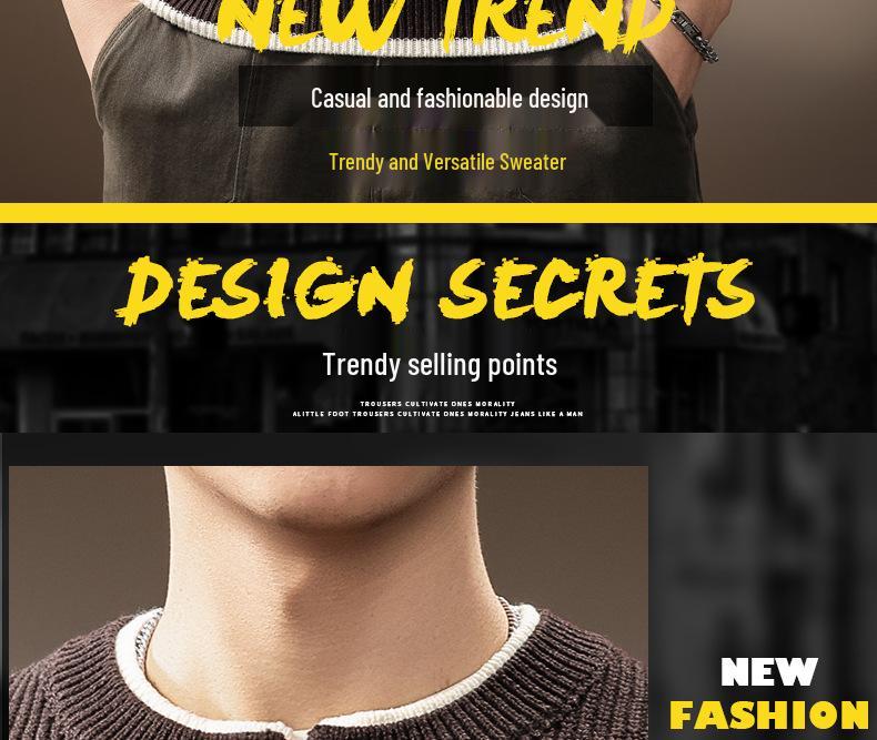 Men's Retro Two-Piece Look Color Block Ribbed Knit Sweater, Autumn Winter Casual Loose Henley Collar.