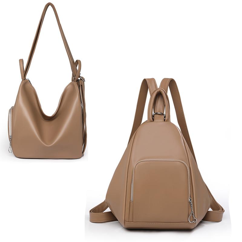 Women's Multifunctional Shoulder Bag Commuter Business Backpack Solid Color Crossbody Bag