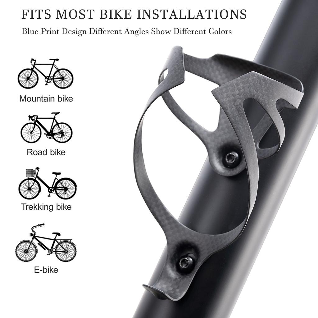 HUALONG 3K Carbon Fiber Bicycle Water Bottle Cage Road MTB Gravel Bike Water Bottle Holder Cages Matte Black Weight (16±2g) Cup Holders 5