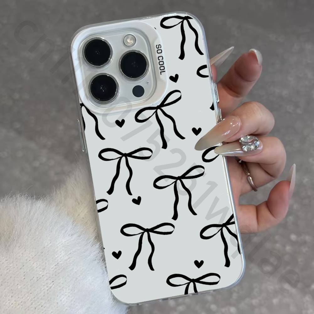Bunter Schleifen-Aufdruck IMD Hülle für iPhone 17 16 15 14 13 12 11 Pro Max air plus Stoßfest Beschichtet Mattes TPU Funda
