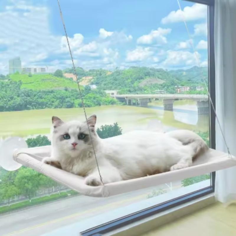 Aerial Pet Bed Hammock for Cats - Hanging Window Seat Climbing Frame Kitten Nest with 20kg Capacity Sunny Nesting Area Cat