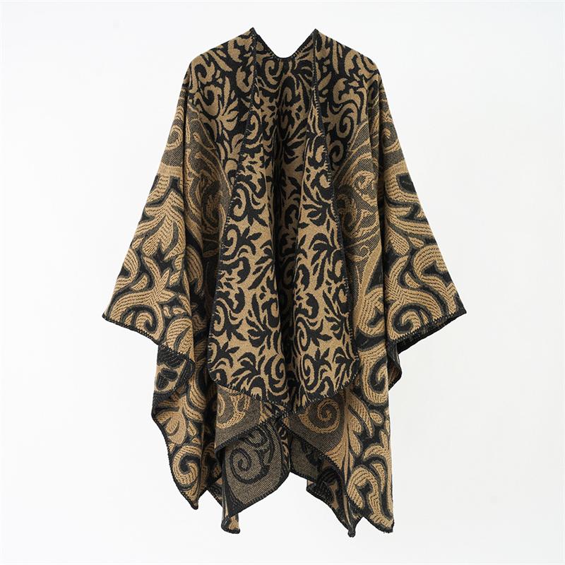 Fashion Floral Ponchos For Women Winter Warm Thick Oversized Shawls and Wraps Cashmere Pashmina Female Bufanda Mujer  Luxury