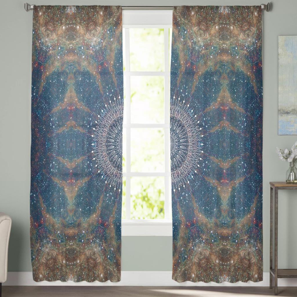 Kolorowa Mandala Obróbka Okna Tiul Nowoczesne Przezroczyste Zasłony do Kuchni Salonu Sypialni Dekoracja Zasłon