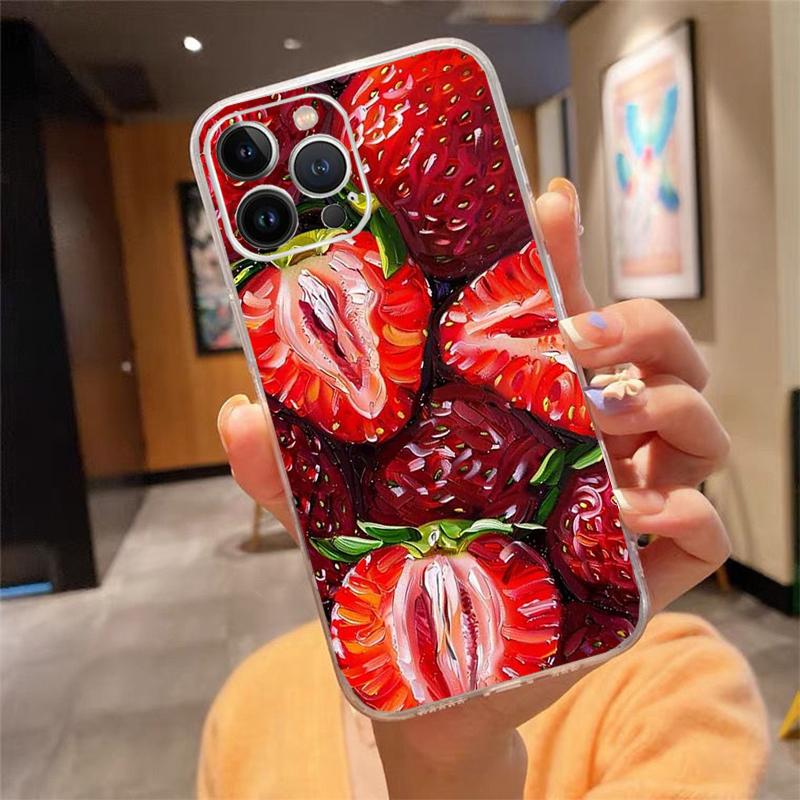 Strawberry Cat Cartoon Phone Case For Iphone 17ProMax 17 Pro Air 16 15 14 13 Pro Max 16 15 14 13 Pro 15Plus