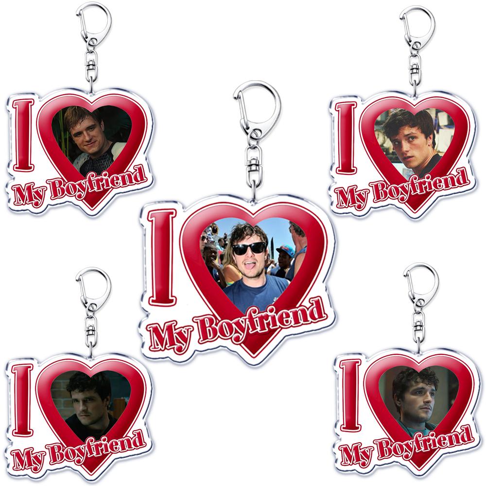 Hunger Games Popular I Love My Boyfriend Josh Hutcherson Key Chain Keychains Movie Ring for Bag Pendant Keyring Jewelry Gifts