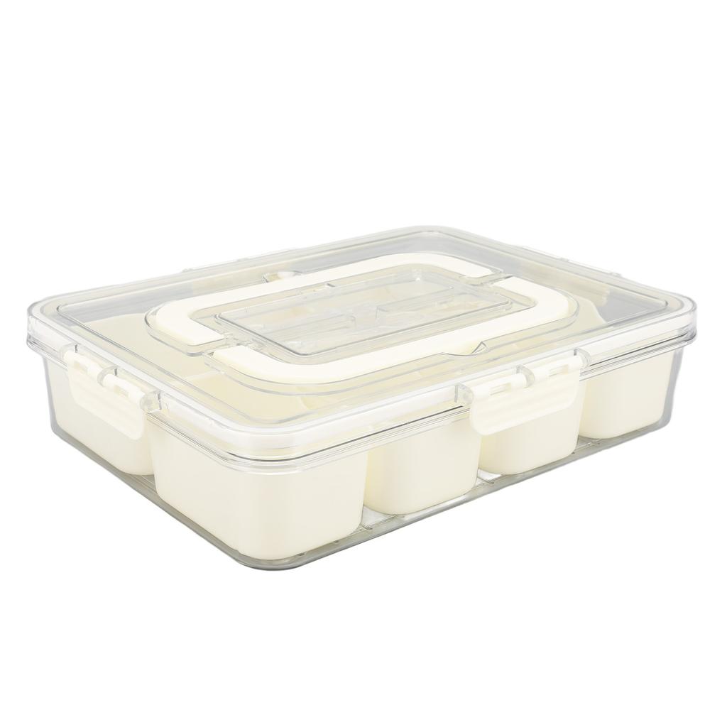 Portable Snackle Box Container 8 Compartment Clear Snack Platters Divided Serving Tray with Lid and 