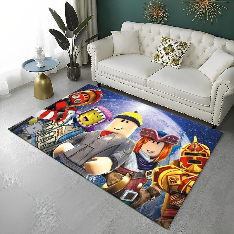 Classic Cartoon R-Robloxs Game Non-Slip Area Rug for Living Room,Bedroom,Playroom,Soft Carpet Floor Mat Home Decor Rug Room