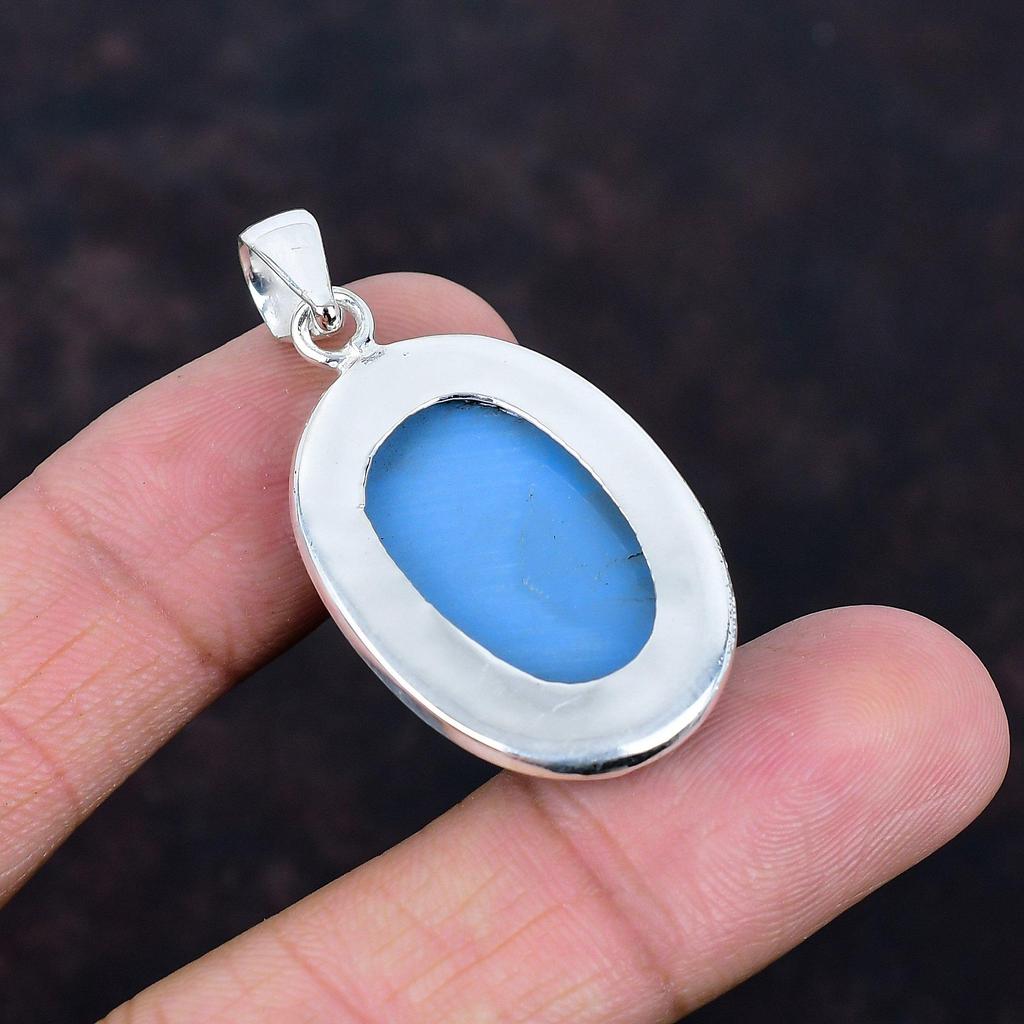 Owyhee Blue Opal Pendant 925 Sterling Silver Pendant Genuine Gemstone Pendant Statement Pendant Handmade Pendant Gifts for Mom Boho Jewelry