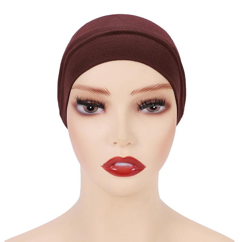 Weiß Beige Rot Grau Damen Innen Hijab Kappe Muslimischer Turban Islamische Unterkappe Weibliches Stirnband Turbante Mujer